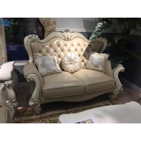 JVmoebel 2-Sitzer, Luxus 2 Sitzer Couch Polster Sofa Leder Couchen Chesterfield Barock beige