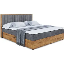 altdecor BOXBETT mit Matratze H3 und Lattenrost - 160x200 - Dunkelgrau