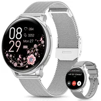 FOSMET 2026 Neue Smartwatch Damen,1.27" AMOLED,Bluetooth-Anruffunktion Smartwatch (3.23 cm) Pulsuhr,Schlafmonitor,SpO2, Watch, Sportuhr, Fitnessuhr Damen, IP68/mit Herzfrequenz/SpO2/Blutdruck/Schlafüberwachungsfunktion silberfarben