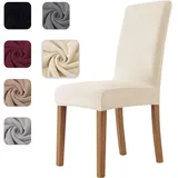 Homebliss Stuhlhussen 4er Set Stretch,Stuhlhussen Schwingstühle Elastisch für Esszimmer- und Küchenstühle, Stuhlbezug Sehr Weich Bequem Kratzfest Beige