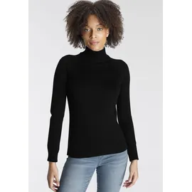 Arizona Strickpullover Rolli unifarbend Schwarz 48/50