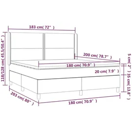 vidaXL Boxspringbett mit Matratze Schwarz 180x200 cm Samt