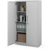 Jan Nowak Aktenschrank Metall abschließbar Büroschrank mit Sockel, verstellbaren Einlegeböden und Stahlkorpus für Büro, Archiv und Werkstatt 160x90x40 cm Grau
