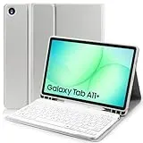 YUEJIDZ Tastatur Hülle für Samsung Galaxy Tab A11+ 2025 (SM-X230)/Tab A9+ 2023 (SM-X210),Magnetische Abnehmbare Keyboard Schutzhülle mit Stifthalter für Samsung Tab A11 Plus / A9 Plus,Grau