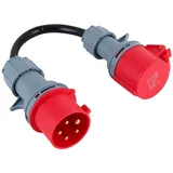 HISUEKIG CEE Adapter 32a auf 16a, Starkstrom Adapter mit IP44 Wasserdichter, 0.5m Kabel, 16A Einstecksteckdose, 5x2.5mm2 Starkstromkabel für Werkstätten, Baustellen, Camps