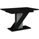 PROROOM FURNITURE Mavea Table, Esstisch - bis 160cm - 120 x 80 x 75cm , Schwarz Glanz & Steinoptik