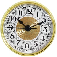 Surakey 2.8 Zoll (70 mm) Uhrwerk, Quarz-Uhr Arabische Ziffer Quarzuhr Einfügen Einbau-Uhr DIY Quartz Uhrwerk Zubehör mit Gold Trim,Quarzwerk Europäischer Stil Clock Einsteckuhrwerk