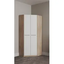 Priess Barcelona Eckschrank 78 x 193 x 36 cm struktureichefarben hell/weiß