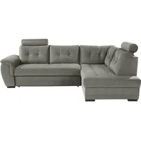 Livetastic Ecksofa Leder 3-Sitzer Dunkelgrau
