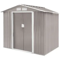 HATTORO S100 Metall Gerätehaus XL Geräteschuppen Garten Schuppen Gartenhaus Hellgrau