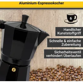 Krüger Espressokocher Italiano 0,35 l 6 Tassen Schwarz