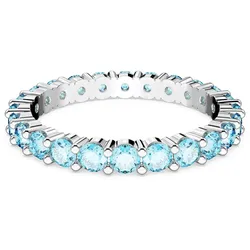 Fingerring SWAROVSKI "Matrix, Rundschliff" Gr. 50, blau (metallfarben, aquamarine, aquamarine), Fingerringe, Damen, 50, Metall, mit Swarovski Kristall