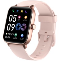 Smartwatch Damen Herren mit Telefon Herzfrequenz Bluetooth-Uhren Damen Watch Fitness Tracker mit Schlafmonitor Pulsmesser- Sportuhr Wasserdicht mit Schrittzähler-Armbanduhr für iOS Android(Rosa)