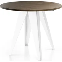 WFL GROUP Esstisch Glory Weiß, Modern Rund Tisch mit pulverbeschichteten Metallbeinen braun 90 cm x 76 cm x 90 cm
