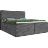 Sofnet Boxspringbett Mollo mit 2 Bettkästen, Doppelbett mit Bonell-Matratze und Topper, Polsterbett in weichem Cordstoff, Bett, Bettgestell für... - 180 x 200 - Graphit (Tilia 90),