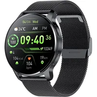krostming Smartwatch Damen Herren mit Telefonfunktion Rund 360 * 360 Auflösung IP67 Wasserdicht Herzfrequenz SpO2 Blutdruckmessung 20 Sportmodi APP Android IOS - Schwarz