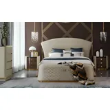 Xlmoebel Schlafzimmer-Set Vollständiges Schlafzimmer-Set mit Bett, Hockern und 2 Nachttischen, (4tlg.Schlafzimmer Set(Bett + 2x Nachttisch + Hocker), Hergestellt in Europa weiß