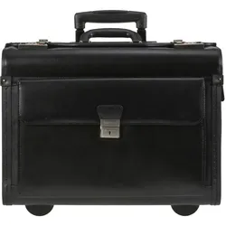 Alassio Pilotenkoffer Leder Trolley Business Aktentasche Aktenkoffer Silvana schwarz 92705
