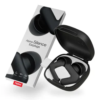 Alpine Silence - Ultrakomfortable Ohrstöpsel zum Schlafen, Konzentrieren & Reisen - Wiederverwendbare Gehörschutz Ohrenstöpsel - Innovative V-Form & weiche Stöpsel in XS/S/M/L - Schwarz