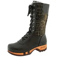 woody Damen Rosanna Fell Clog Stiefel, Schwarz-Cocco Gold, Größe 42