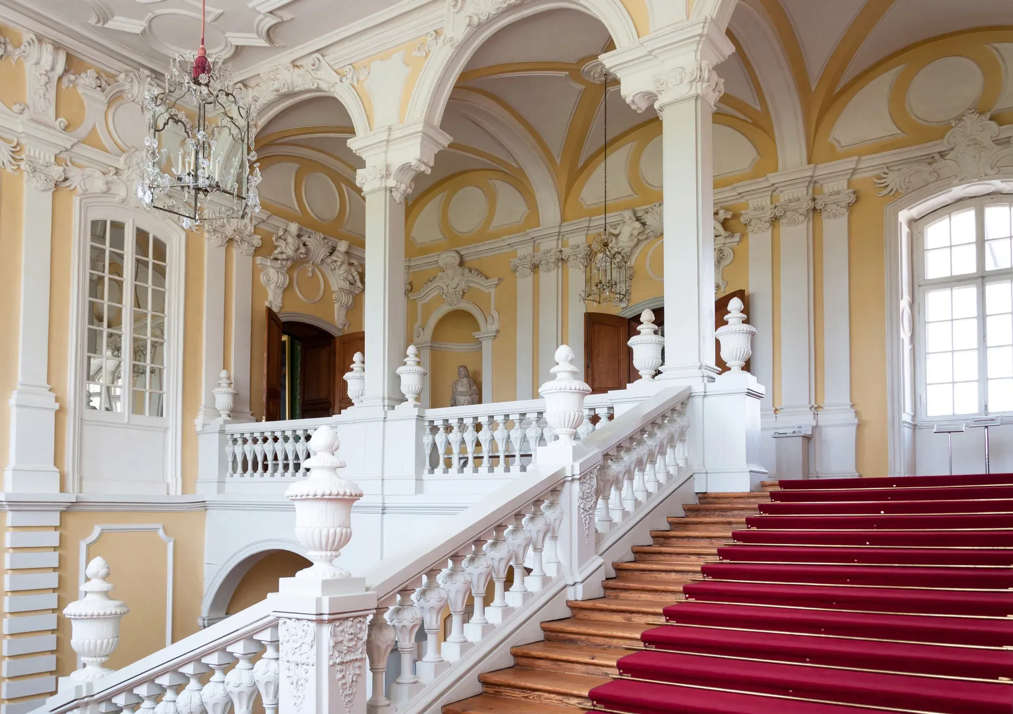 Fototapete PAPERMOON "ARCHITEKTUR-TREPPEN PALAST BÖGEN SÄULEN BAROCK ROKOKO", bunt, B:4,50m L:2,80m, Vlies, Tapeten