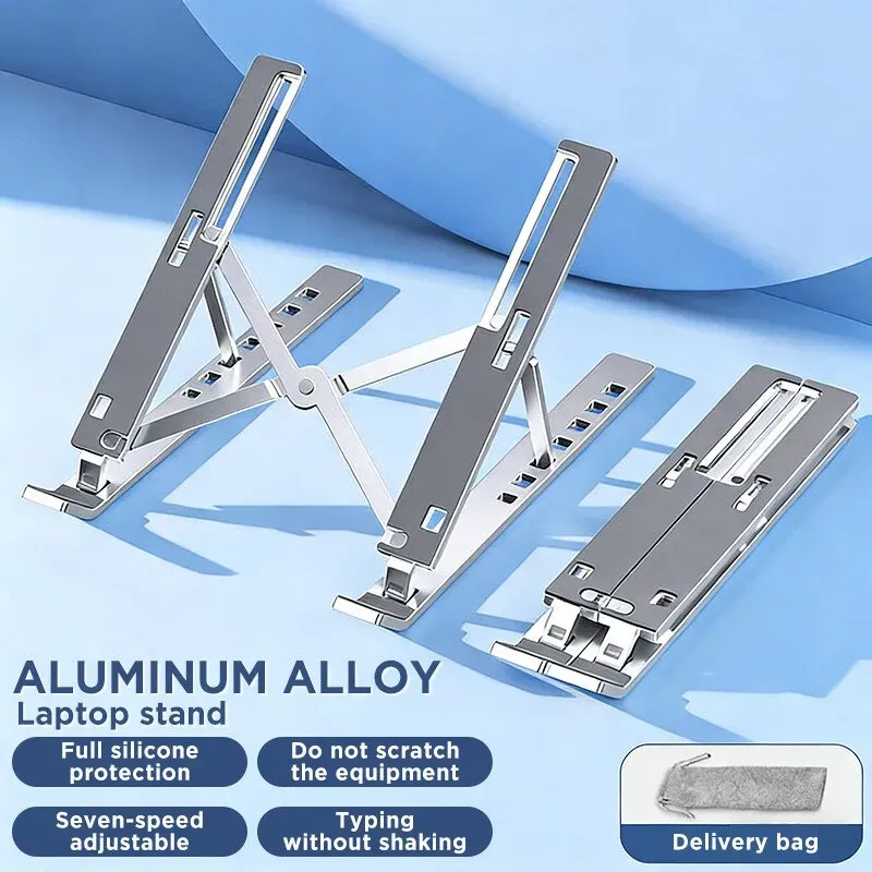 Laptop-Ständer für Schreibtisch, ergonomisches Design, verstellbar, aus Aluminium, faltbar, tragbarer Computerständer, kompatibel mit MacBook Air Pro, HP, Lenovo, Dell und weiteren 10-15,6 Zoll Laptops und Tablets (Silber)