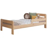 TICAA Einzelbett Kinderbett Jugendbett, Bennet mit Rausfallschutz & Lattenrost für Schlafzimmer, Kinderzimmer Kiefer Massivholz Bettgestell 90 x 200 cm