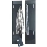 Vladon Garderobenpaneel, Schwarz Hochglanz, Holzwerkstoff, 120x28x2 cm, Garderobe, Garderobenpaneele, Garderobenpaneele