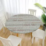 Morbuy Rund Tischdecke Elastisch, Graffiti Rund Tischdecken Wasserdicht Lotuseffekt Abwaschbar Abwischbar Tischtuch für Garten Outdoor Küchentisch (Für Tisch 70-80 cm,Taupe)
