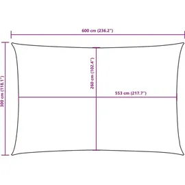 vidaXL Sonnensegel Rechteckig 3 x 6 m Beige