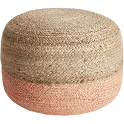 Pouf Jute naturfarben / pfirsichrosa 50 x 40 cm DUKI