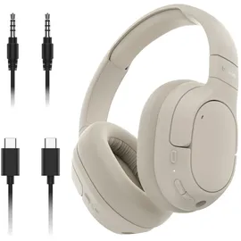 Belkin SoundForm Noise Cancelling Kopfhörer kabellos Bluetooth Kopfhörer, Headset mit Mikrofon, Over-Ear-Kopfhörer mit 60 h, Beige