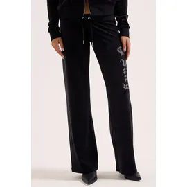 Juicy Couture Sweathose JUICY COUTURE "GOTHIC CROWN OG STRAIGHT LOW RISE PANTS. Damen", Damen, Gr. S, EURO-Größen, schwarz, Samt, 95% Polyester, 5% Elasthan, Hosen Sweathose, Trainingshose Damen, Sweathose, Velour, Jogginghose mit Glitzer, Sale