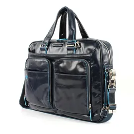 Piquadro Blue Square Portfolio Computer Briefcase Blu Notte