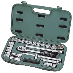 PROREGAL Werkzeug- und Steckschlüsselsatz METAL, 25 Teile, 1/2"(10-32mm), Werkzeug, Werkzeugkoffer, Werkzeugkasten, Werkzeugsatz
