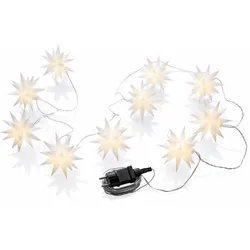 Idena 6x Lichterkette Weihnachtsstern 10 LED Sterne Ø12cm warmweiß 7,7m 8h Timer