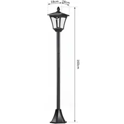 Outsunny - Solar Gartenlaterne - L18 x B18 x H160cm - schwarz