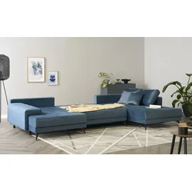 Sofa.de Wohnlandschaft Velours 3-Sitzer türkis/petrol