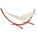 di volio Hängematte Trevia, mit Gestell aus Holz, für den Outdoor-Bereich - wetterfest und robust, max. Belastung 150 kg (Creme)