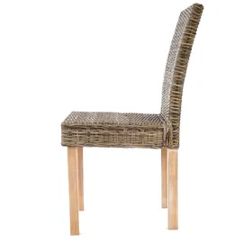 Mendler 4er-Set Esszimmerstuhl Littau, Korbstuhl Stuhl Küchenstuhl, Kubu-Rattan