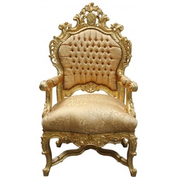 Casa Padrino Barock Luxus Thron Sessel Gold Muster/Gold - Barock Möbel Thron Königssessel - Limited Edition