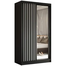 masseno Schwebetürenschrank LAMELLO 120 x 216 x 61 cm Schwarz