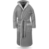 Normani Unisex Baumwoll-Bademantel Rob in Grau/Hellgrau | Gr.: XS