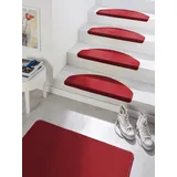 HANSE HOME Stufenmatte »Fancy«, halbrund, 7 mm Höhe, 15 Stück, Treppenmatten, Selbstklebend, Stufenteppich, Treppenstufen rot ca. 23x65cm