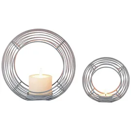 Marrakesch Orient & Mediterran Interior Tischkerzenhalter 2er Set Skandinavischer Teelichthalter Looba aus Metall in Grau 21 cm (2 St), Handarbeit grau