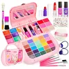 Scheiffy Kosmetik-Set Kinderkosmetikset,53 Teile,Kätzchen-Kosmetikkoffer für Mädchen rosa