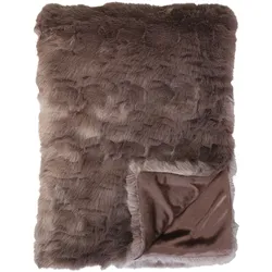 Chic Antique Plaid aus Pelzimitat, 180 x 150 cm, schokolade