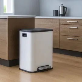 Relaxdays Mülleimer 2 x 15 l Weiß