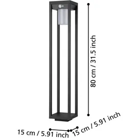 EGLO Sockelleuchte Aluminium 15 cm x 15 cm x 80 cm inkl. Dämmerungssensor schwarz