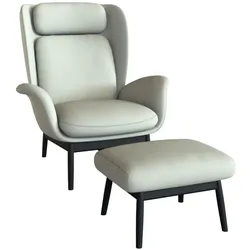 Ohrensessel FLEXLUX "Padova", weiß (warm weiß), B:92cm H:99cm T:103cm, 100% Echteder, Sessel, Stil & Komfort, organische Form, Ledenstütze integriert, Fuß schwarz